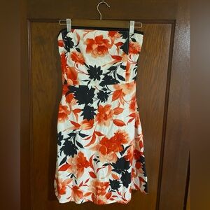 Chadwicks Strapless Dress - Red and Black Floral